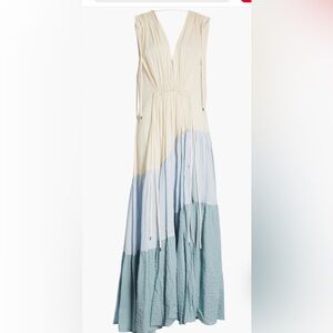 Lee Mathews Lilian tiered color block seersucker maxi dress 2